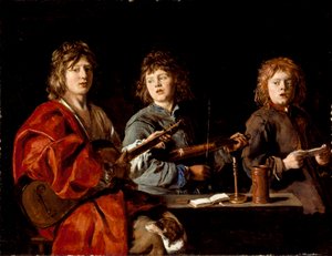 بالفرنسية  Trois jeunes musiciens ثلاثة موسيقيين شباب بواسطة أنطوان لو ناين