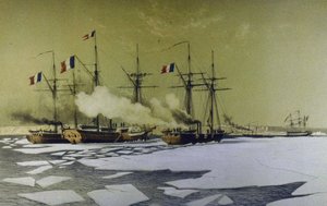 كسر الجليد في دنيبر ليمان لمرور البطاريات العائمة ، 1855-1856 ، 1860