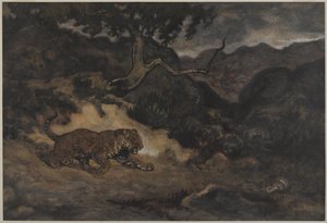 Jaguar Discover a a Snake ، 1840 (مرحاض على ورق) بواسطة أنطوان لويس باري