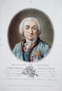 فرانسوا دي شيفرت (1695-1769) من "صور رجال عظماء ونساء لامعات وموضوعات لا تُنسى في فرنسا" ، نقش بواسطة رايد ، نُشر في 1787-92 (حجر ملون)