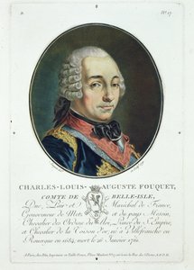تشارلز لويس أوجست فوكيه (1684-1761) من "صور الرجال العظماء ، النساء اللامعات ، والمواضيع التي لا تنسى في فرنسا" ، تم نشره 1787-92 بواسطة أنطوان لويس فرانسوا سيرجنت مارسو