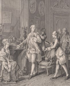 La Grande Toilette The Patroness ، من Le Monument du Costume ، 1777. بواسطة انطوان لويس رومانيه