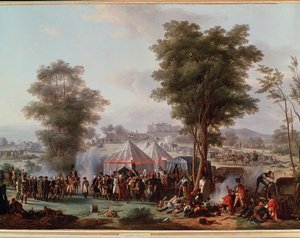 إقامة الإمبراطور نابليون الأول بالقرب من قلعة إبيرسبيرغ في النمسا 4/5/1809 (رسم بواسطة أنطوان بيير مونغين