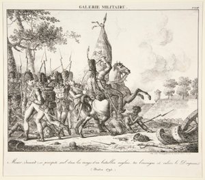 منير (هوسار) يرمي بنفسه في صف كتيبة إنجليزية ، ويقتل الراية ويلتقط العلم (دروتن ، 1795) بواسطة أنطوان بيير مونغين