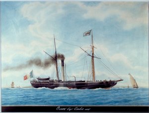 فجر السفينة الفرنسية Ocean Watercolor بقلم أنطوان رو (1765-1835) في القرن التاسع عشر ، مرسيليا ، متحف البحرية