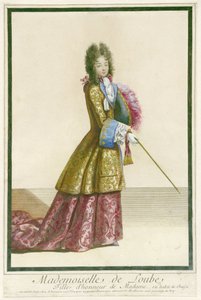 Mademoiselle de Loube ، وصيفة الشرف الخاصة بالمدام ، مرتدية لباس الصيد. (العنوان على الكائن)