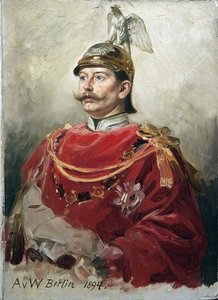 غيوم الثاني صورة للإمبراطور الألماني فيلهلم الثاني (1859-1941) ، ملك بروسيا بار فيرنر ، أنطون فون (1843-1915). زيت على كرتون مقاس 32x22.5