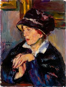 امرأة ذات قبعة داكنة - رسم أنطون فايستاور (1887-1930) زيت على قماش