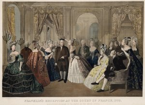 استقبال فرانكلنز في محكمة فرنسا ، 1778 ، مخصص باحترام لشعب الولايات المتحدة ، الحانة. 1865 بواسطة انطون هوهينشتاين
