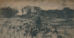 رسم تخطيطي لراعي قطيعه ، القرن التاسع عشر بواسطة انطون موف
