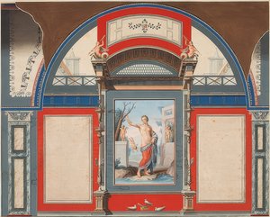 جدارية لمنزل روماني على أساس فيلا نيجروني في روما ، فينوس مع حوامل. 1778