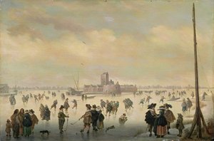 مشهد التزلج (زيت على لوح) بواسطة أنتوني (1594-1641) فيرسترالين