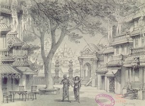 تعيين التصميم للفصل الثاني من أوبرا لاكمي ، بواسطة ليو ديليبس (1836-91)