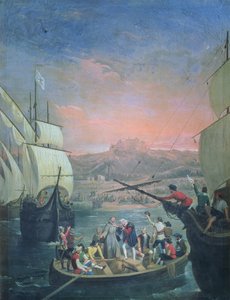 رحيل سانتا ماريا والبنتا ونينا من بالوس عام 1492 (زيت على قماش)