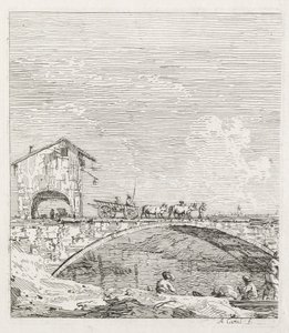 المشاهدات: عربة تمر فوق جسر ، 1735-1746. بواسطة قناة جيوفاني أنطونيو (كاناليتو)