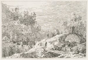 المناظر: منظر جبلي بخمسة جسور ، 1735-1746. بواسطة قناة جيوفاني أنطونيو (كاناليتو)