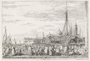 المشاهدات: السوق في مولو ، 1735-1746. بواسطة قناة جيوفاني أنطونيو (كاناليتو)
