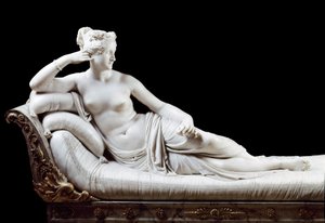 بولين بونابرت ، الأميرة بورغيزي (1780-1825) أخت نابليون الأول ممثلة في تمثال فينوس الرخامي من قبل أنطونيو كانوفا (1757-1822) 1804-1808 روما ، غاليريا بورغيزي بواسطة انطونيو كانوفا
