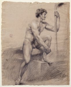 دراسة لذكر عاري جالس على المنصة ، أنطونيو كانوفا (1757-1822) ، رسم بواسطة انطونيو كانوفا