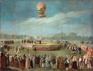 صعود بالون في حضور محكمة تشارلز الرابع ، كاليفورنيا. 1783 بواسطة أنطونيو كارنيسيرو