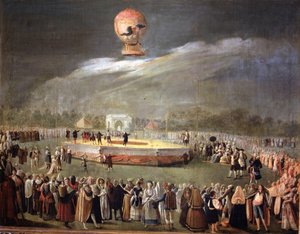 صعود البالون في حدائق أرانجويز ، حوالي 1783 (زيت على قماش) بواسطة أنطونيو كارنيسيرو