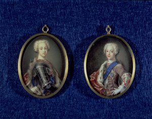 الأمير هنري بنديكت ستيوارت (1725-1807) والأمير تشارلز إدوارد ستيوارت (1720-1788) ، ج .1734 (زيت على العاج) بواسطة أنطونيو ديفيد