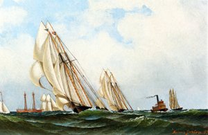 سفينة `` سافو &39;&39; قبالة ساندي هوك منارة ، 1870
