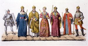 قادة وملوك المجر ، من Le Costume Ancien et Moderne بقلم Jules Ferrario ، نُشر حوالي 1820s-30s (لون ليثو) بواسطة أنطونيو لانزاني