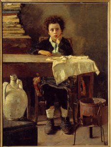 تلميذ المدرسة الصغير أو تلميذ المدرسة الفقير الرسم بواسطة أنطونيو مانشيني (1852-1930) القرن التاسع عشر صن. 1،3x0،97 م باريس ، متحف دورسيه