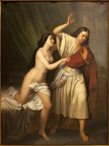 يوسف وزوجة فوطيفار (فوطيفار). لوحة لأنطونيو اسكويفيل (١٨٠٦-١٨٥٧) ، زيت على قماش