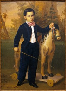 صورة لصبي صغير مع حصان خشبي. لوحة لأنطونيو ماريا إسكيفيل (1806-1857) ، زيت على قماش ، مقابل 1851. متحف الفنون الجميلة في إشبيلية ، إسبانيا.
