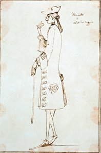 صورة للمغني المخصي كارلو بروشي ديت فارينيللي (1705-1782) تمثل خلال رحلته إلى البندقية لأداء La Didone forgetnata لتوماسو ألبينوني "" حوالي عام 1725. رسم بواسطة أنطون ماريا زانيتي (1680-1767) فينيسيا فوندازيوني سيني بواسطة أنطونيو ماريا زانيتي
