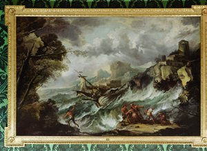 المناظر البحرية مع حطام السفينة ، حوالي 1700-07 (زيت على قماش) (انظر أيضًا 109199) بواسطة أنطونيو ماريني