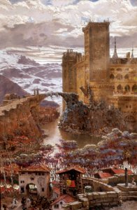 منظر لقلعة رومانسية. لوحة أنتوني مونوز إي ديجرين (1841-1924). بداية القرن العشرين. فالنسيا. متحف الفنون الجميلة San Pio V. بواسطة أنطونيو مونوز ديجرين