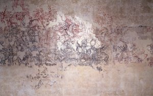 بطولة المعركة ، جزء من لوحة جدارية من Sala del Pisanello (سابقاً Sala dei Principi) (سينوبيا) بواسطة أنطونيو بيسانيلو