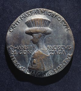 ميدالية برونزية لجيانفرانشيسكو غونزاغا (1395-1444) ، الوجه ، من تصميم أنطونيو دي بوتشيو بيسانو ، المعروف باسم بيزانيلو (1395-1455 حوالي) ، قطرها 10،20 سم بواسطة أنطونيو بيسانيلو