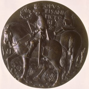 ميدالية بورتريه ، تصور عكس Gianfrancesco Gonzaga 13945-1444 على حصان ، 1446-8 برونزية للوجه ، انظر 96843