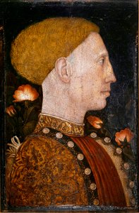 صورة ليونيل ديستي (ليونيلو ديستي) (ليونيللو) (1407-1450) ، دوق فيرارا. رسم أنطونيو بيسانو ديت إيل بيزانيلو (1380-1455) زيت على خشب. قاتمة: 28x19 سم. بيرغامو ، أكاديمية كارارا. بواسطة أنطونيو بيسانيلو
