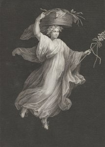 قطيفة تحمل سلة كبيرة على رأسها وتحمل عصا في حديقتها ... ، كاليفورنيا. 1795-كاليفورنيا. 1820. بواسطة أنطونيو ريتشياني