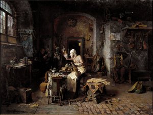 الإيطالي لوثير أنطونيو ستراديفاري (ستراديفاريوس) (1644-1737) في ورشته بواسطة أنطونيو رينالدي