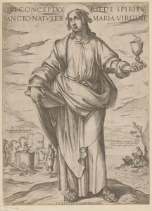 القديس يوحنا من حُبل به من الروح القدس ، المولود من مريم العذراء (العنوان على الشيء) المسيح ، ماري إن دي الرسول (عنوان السلسلة) بواسطة انطونيو تمبيستا