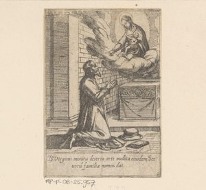 De heilige Philippus plaast zich onder de hoede van Maagd Maria هيت ليفين فان فيليبوس بينيتيوس (عنوان المسلسل) حياة B. Philippi Benicius Florent. اورد. خادم ب. مريم العذراء (عنوان السلسلة) بواسطة انطونيو تمبيستا