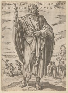 من سانت توماس نزل إلى الجحيم ، وقام من الموت في اليوم الثالث (العنوان على وجوه) المسيح ، ماري إن دي الرسول (عنوان السلسلة) بواسطة نيكولاوس فان ألست