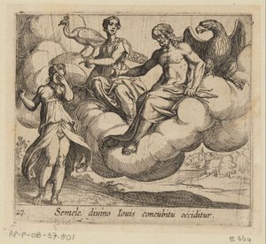 De wens van Semele يُقتل سيميلي عن طريق الجماع مع المشتري الإلهي (العنوان على الشيء) Metamorphoseon أو التحويلات (عنوان السلسلة) ميتامورفوسين فان أوفيديوس (عنوان المسلسل) بواسطة انطونيو تمبيستا