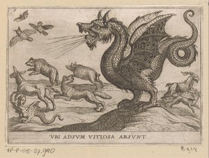 تنين يطارد الحيوانات الأخرى Ubi adsum vitiosa absunt (العنوان على الكائن) قتال الحيوانات (عنوان المسلسل) بواسطة انطونيو تمبيستا