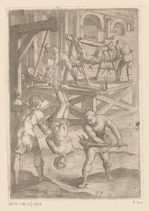التعذيب: الشنق والحرق تعذيب شهداء المسيحيين (عنوان المسلسل) Varia tormentorum et supplicioru crudelium (...] (عنوان السلسلة) بواسطة انطونيو تمبيستا