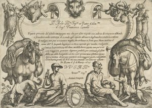 واجهة مع الصيادين والكلاب والخيول ، من "Hunting Scenes VI" ، 1609. بواسطة انطونيو تمبيستا