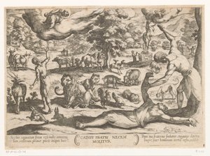 قايين يقتل هابيل Cainus fratri necem molitur (العنوان على الكائن) مشاهد معركة العهد القديم (عنوان المسلسل) بواسطة انطونيو تمبيستا