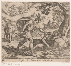 عطارد دودت أرجوس أرغوس يخنقه عطارد (العنوان على الجسم) Metamorphoseon أو التحويلات (عنوان السلسلة) ميتامورفوسين فان أوفيديوس (عنوان المسلسل) بواسطة انطونيو تمبيستا