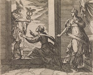 الزئبق يحول Aglauros إلى Stone Aglauros a Mercurio in lapidem transfor ... ، نُشر بعد 1606. بواسطة انطونيو تمبيستا